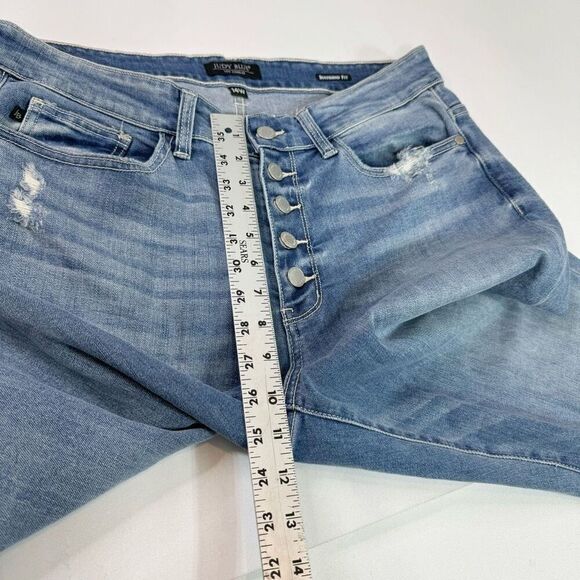 Judy Blue Jeans Womens 14W Blue Medium-Wash Boyfriend Fit Distressed Retro - Picture 6 of 10
